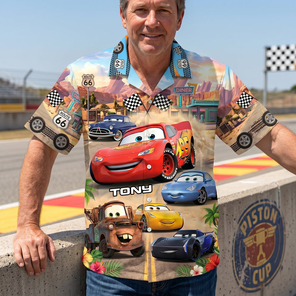Personalized Hawaiian Shirt with Cars Design Gift for Him