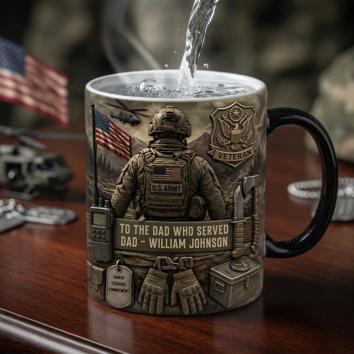 Personalized Color Changing Mug for Dad Veteran Gift