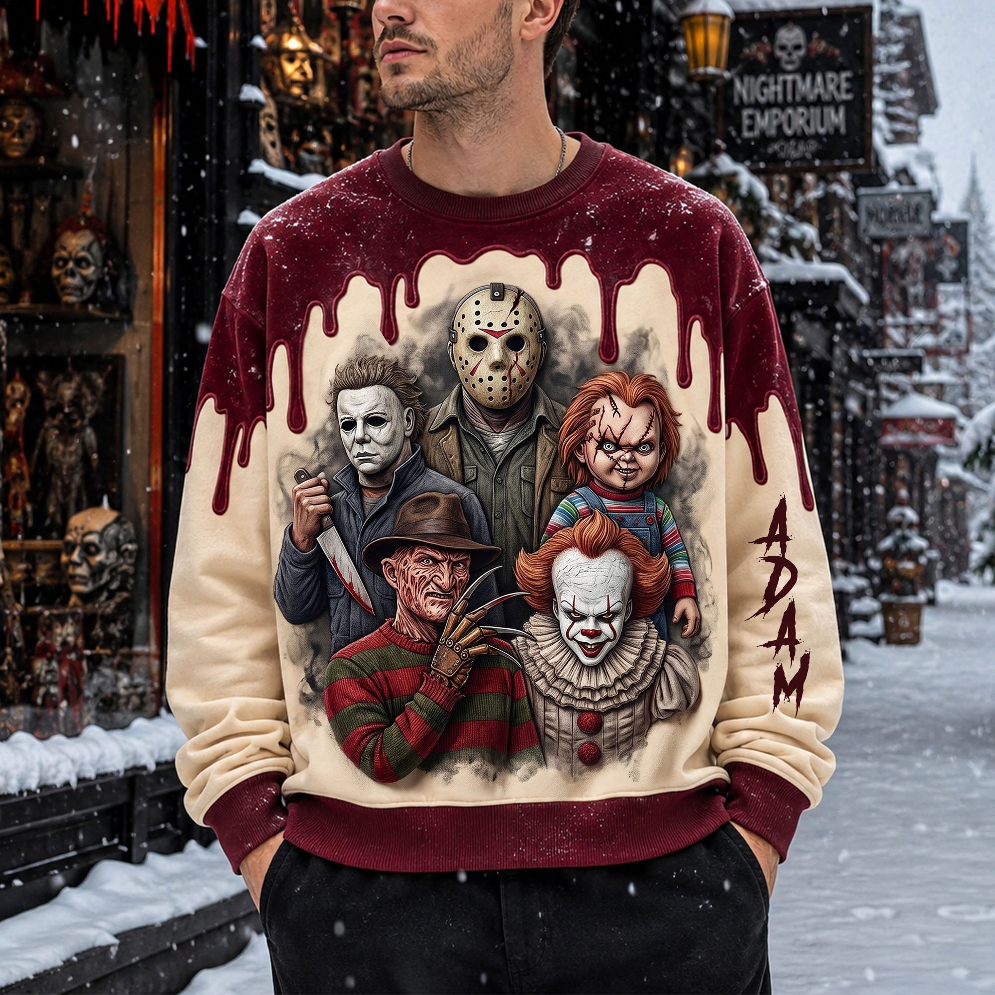 Personalized Horror Villains AOP Shirt for Halloween Gift AOP Shirt GradoCreations