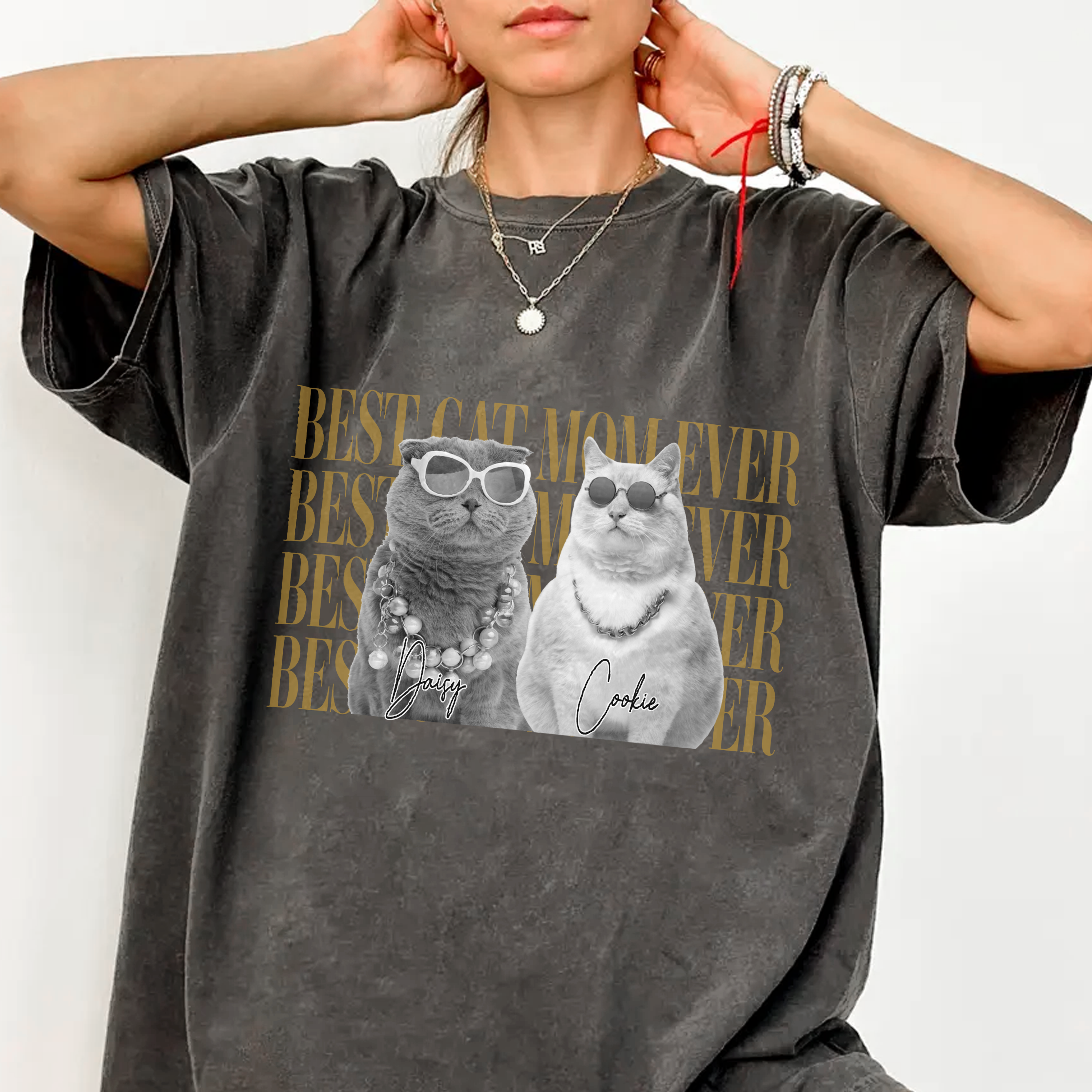 Personalized Vintage Photo Comfort Shirt Gift for Cat Dad Comfort Shirt GradoCreations