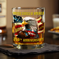Personalized Family Name Whiskey Glass Patriotic Eagle 250th Anniversary Gift HN590 - Print Rock Glass GradoCreations