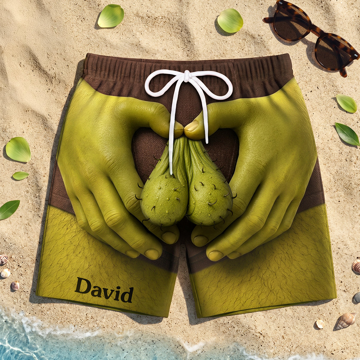 Custom Funny Shrekk Men's Beach Shorts Unique Gift for Him Beach Shorts GradoCreations