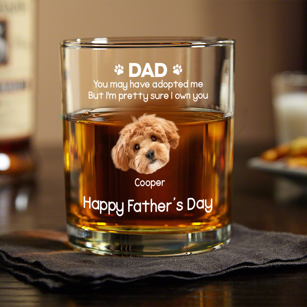 Personalized Dog Photo Whiskey Glass Custom Gift for Dad HN590 - Print Rock Glass GradoCreations