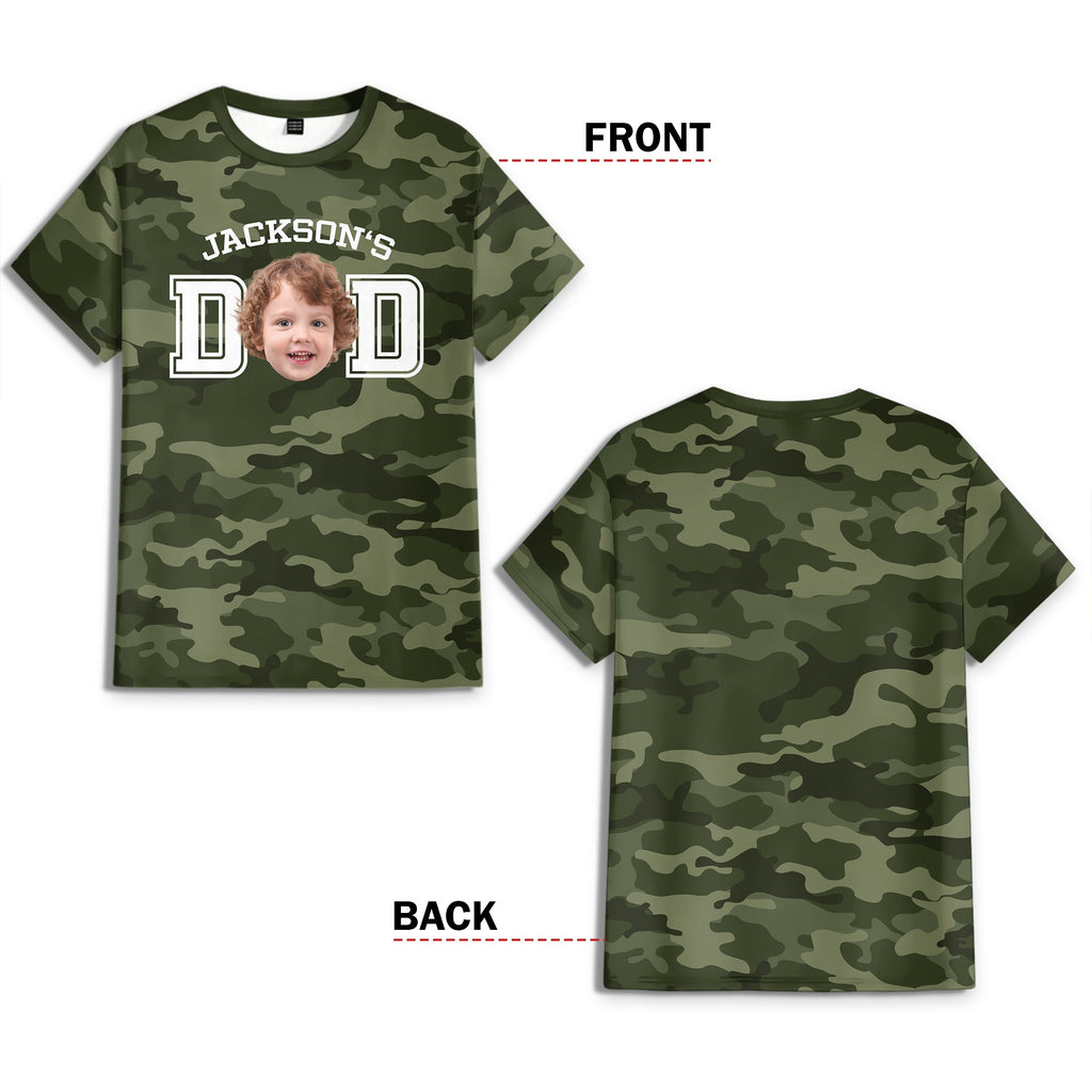 Personalized Camo Photo T-Shirt Custom Gift for Dad HN590 - AOP Tshirt GradoCreations