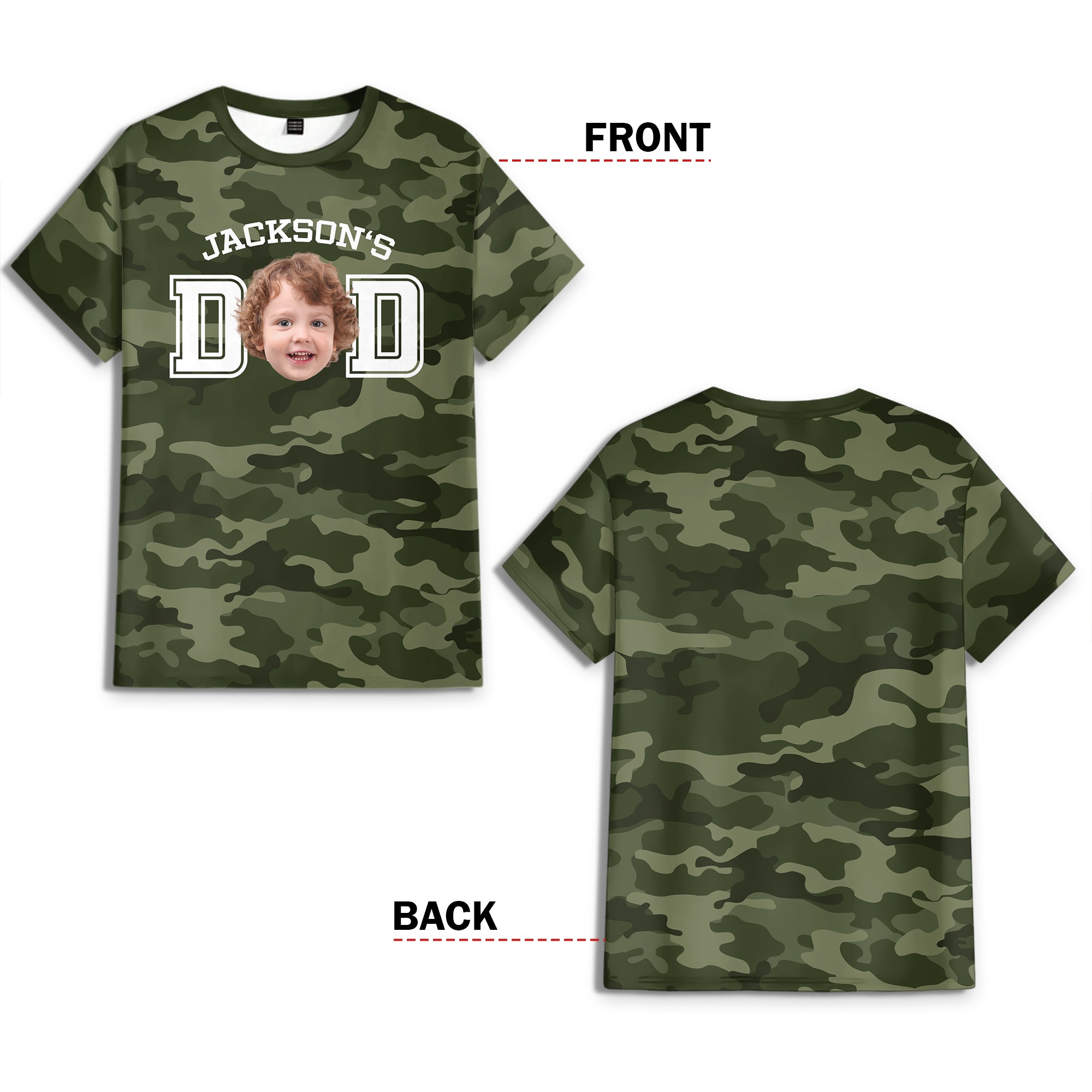 Personalized Camo Photo T-Shirt Custom Gift for Dad HN590 - AOP Tshirt GradoCreations