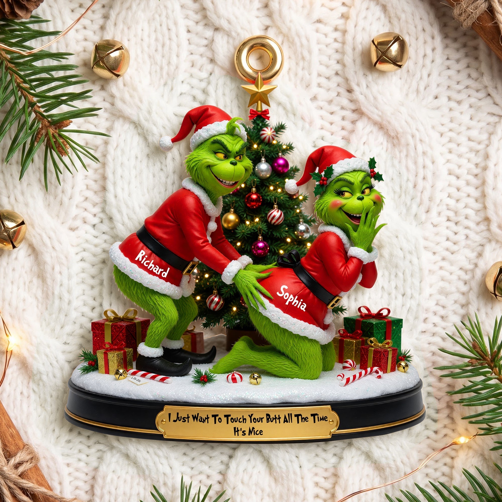Personalized Funny Grinch Acrylic Ornament Gift for Couples Ornament GradoCreations