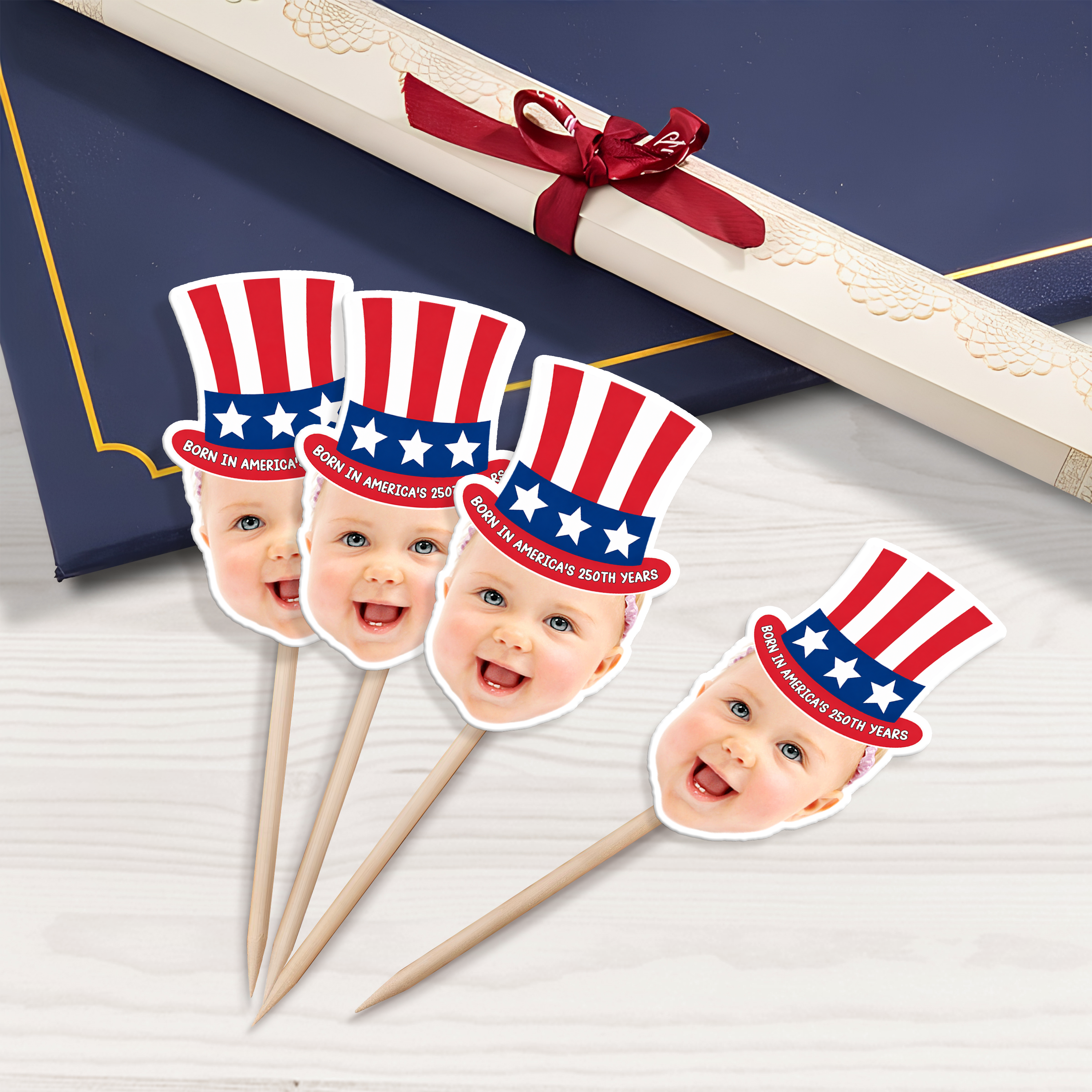 Personalized 4th of July Cupcake Topper Custom Photo Decoration HN590 - Cupcake Topper GradoCreations
