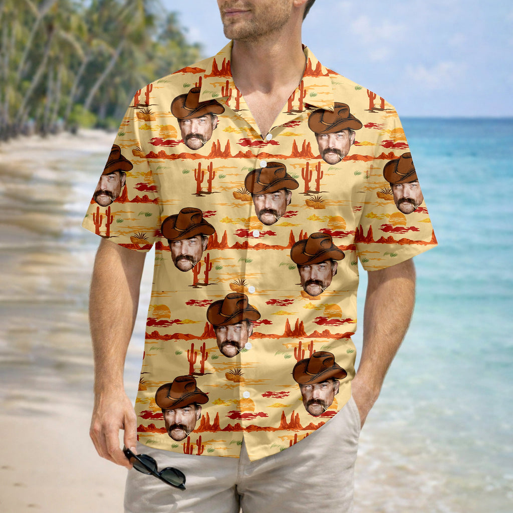 Personalized Retro Cowboy Hawaiian Shirt Custom Photo Gift HN590 - AOP Hawai Shirt GradoCreations