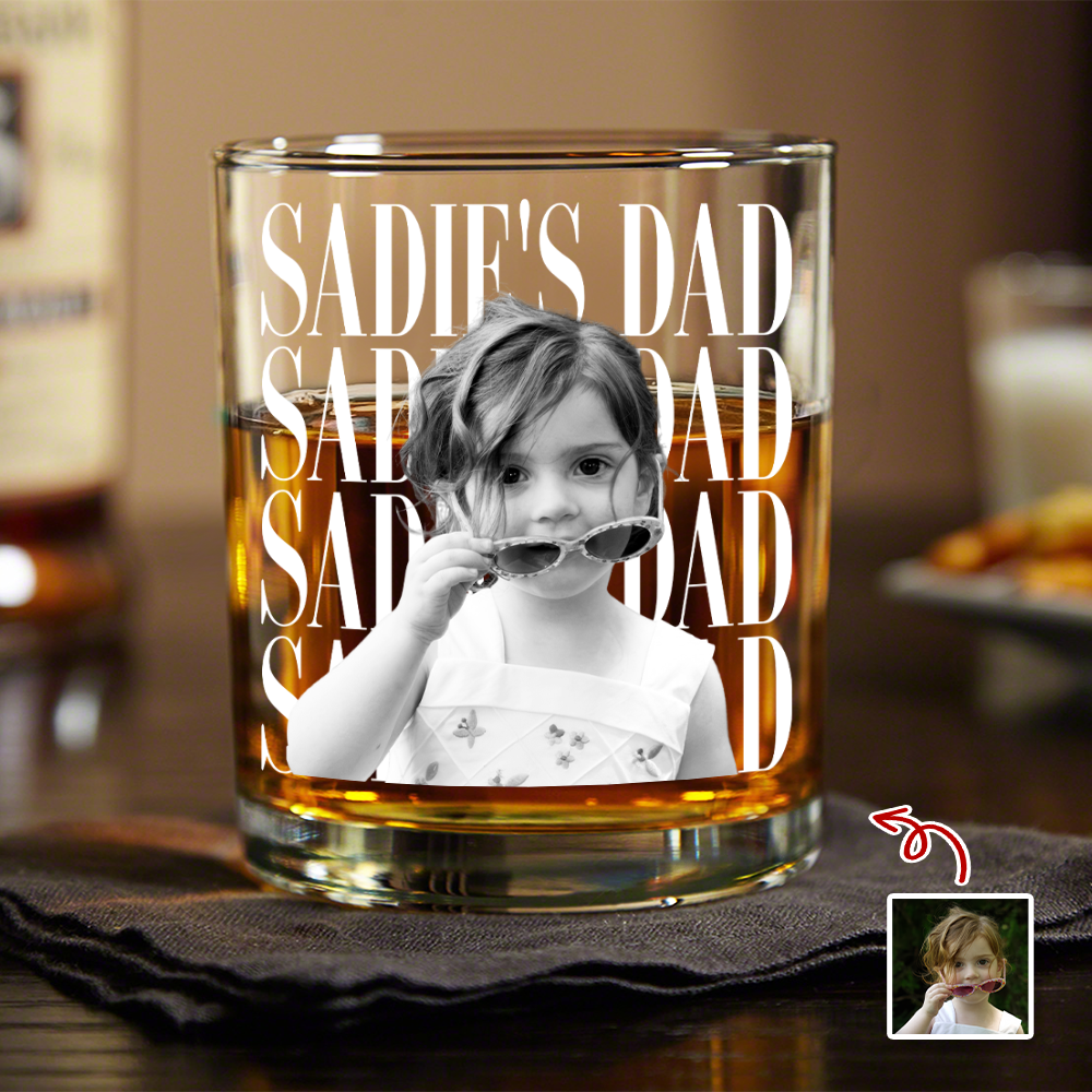 Personalized Vintage Photo Whiskey Glass Custom Gift for Dad HN590 - Print Rock Glass GradoCreations