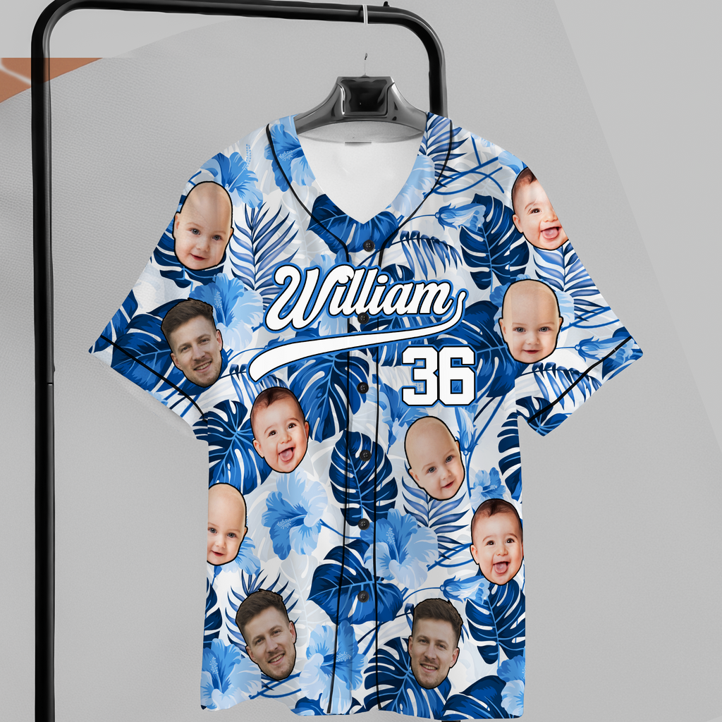 Personalized Photo Hawaiian Baseball Jersey Custom Summer Gift Jersey Baseball Shirt GradoCreations