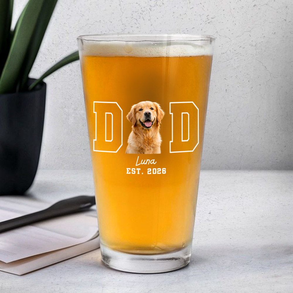 Personalized Dog Photo Beer Glass Custom Gift for Dog Dad HN590 - Print Beer Glass GradoCreations