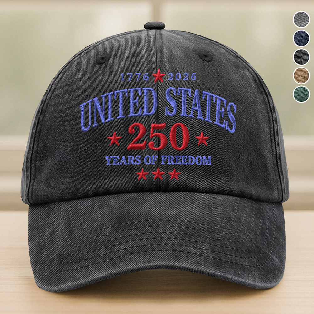 Embroidered 250th Independence Day Baseball Cap Gift Idea HN590 - Embroidered Baseball Cap GradoCreations