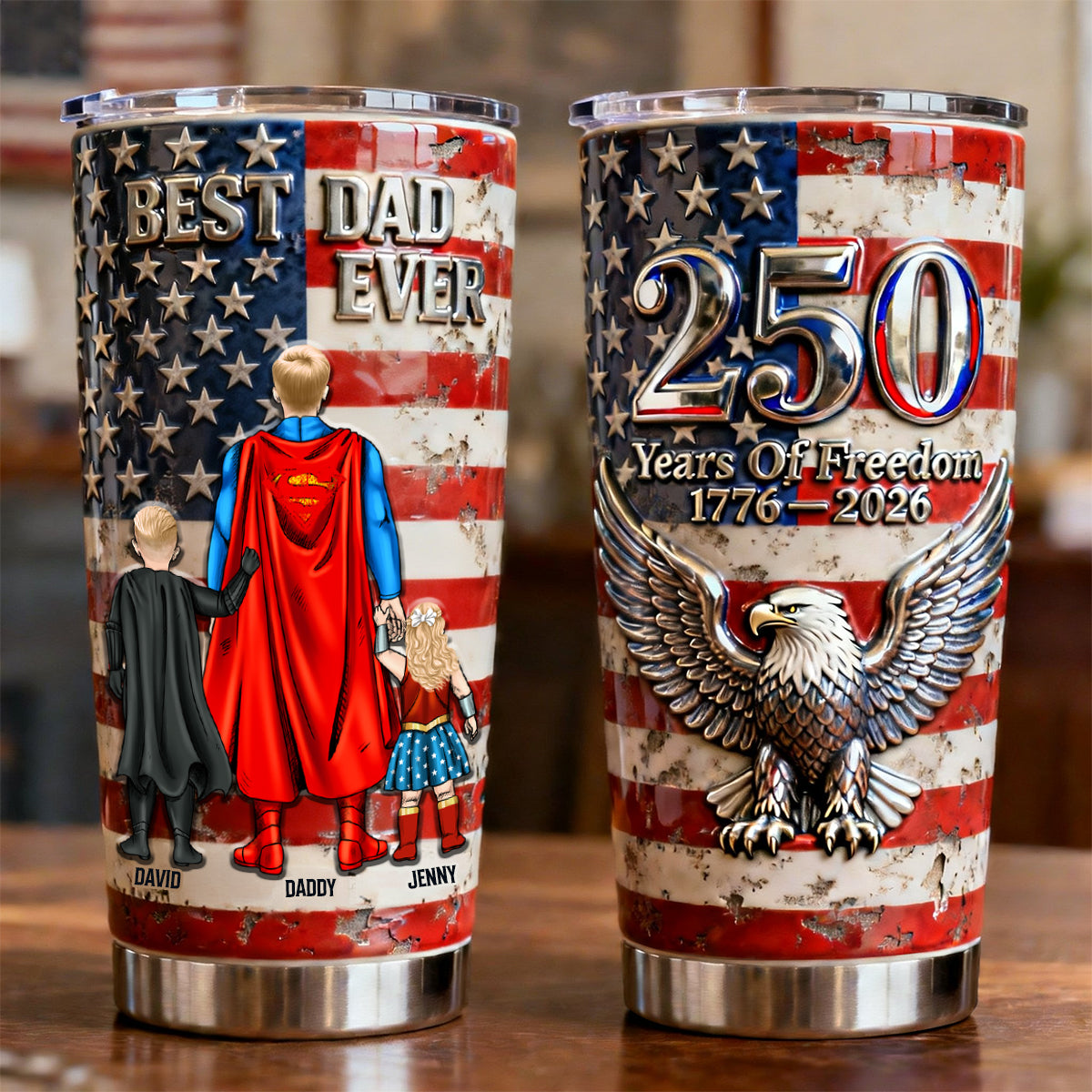 Personalized Patriotic Tumbler 250th Anniversary Gift for Dad