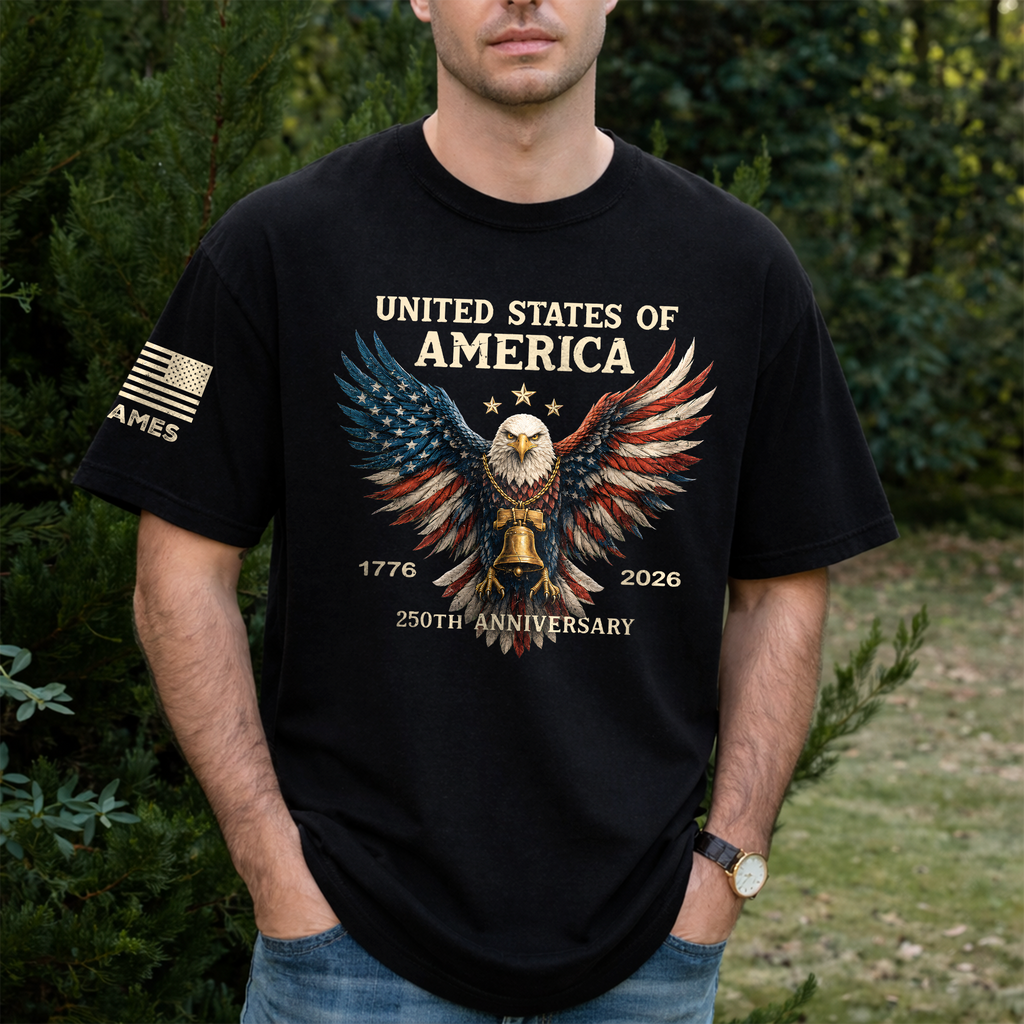 Personalized 250th Anniversary Eagle T-Shirt USA Gift Short Sleeve Print Shirt GradoCreations