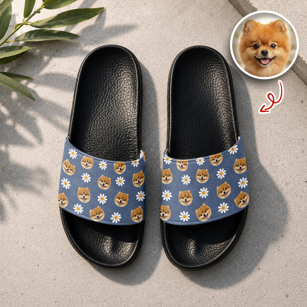 Personalized Dog Cat Photo Slide Sandals Custom Gift for Pet Lovers HN590 - Slide Sandals GradoCreations