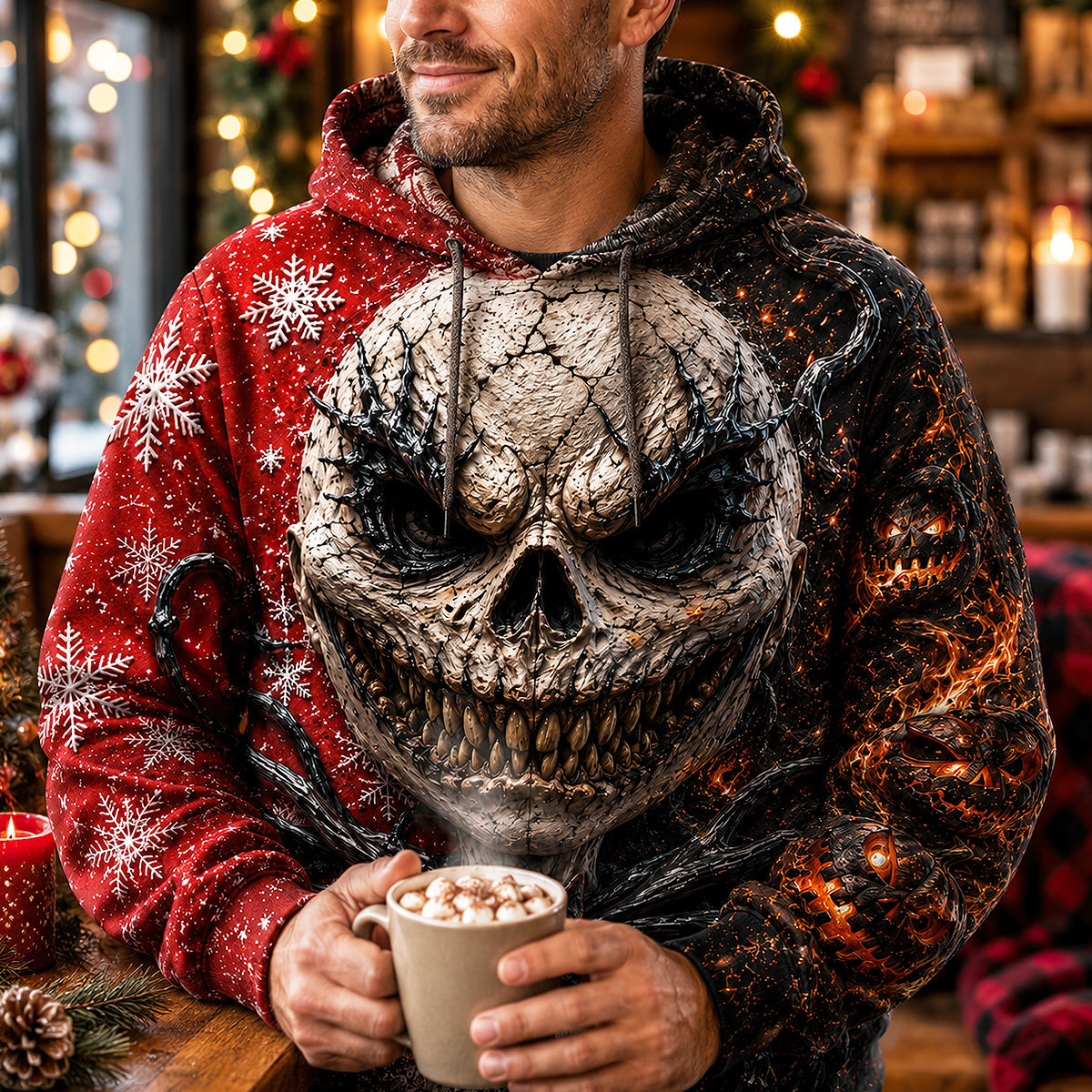 Personalized 3D Horror Skull Christmas Costume Shirt for Him AOP Shirt GradoCreations