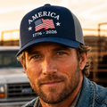 Personalized USA Flag Trucker Hat Gift for 4th of July HN590 - Embroidered Trucker Hat GradoCreations