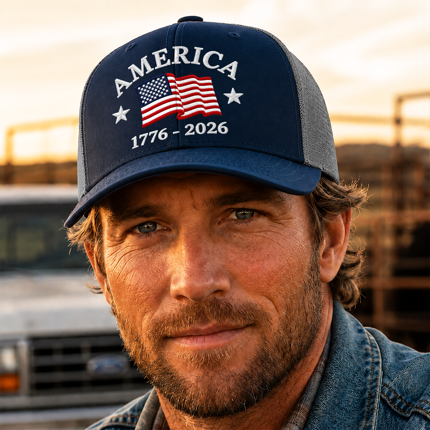 Personalized USA Flag Trucker Hat Gift for 4th of July HN590 - Embroidered Trucker Hat GradoCreations