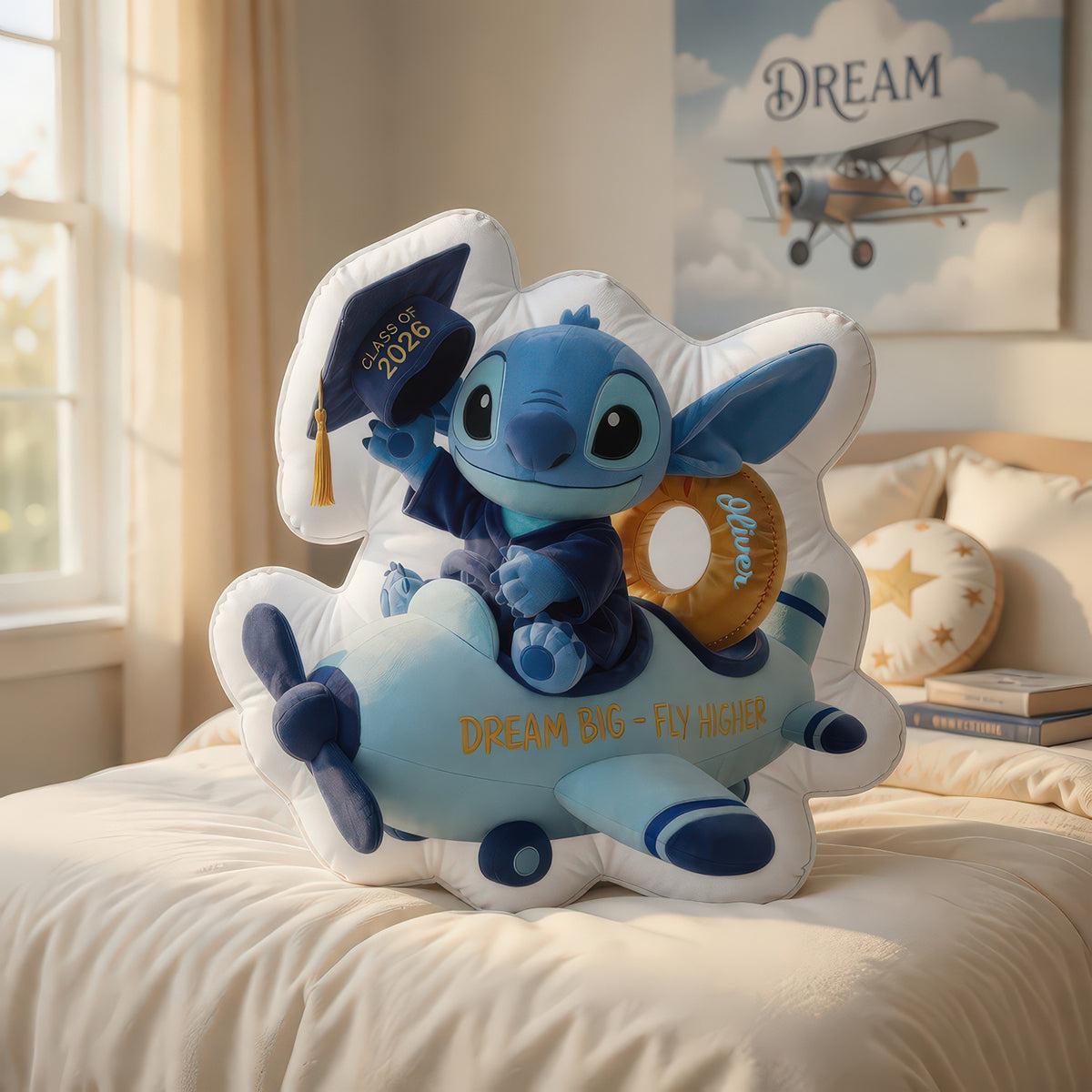 Personalized Dream Big Fly Higher Custom Shape Pillow Graduation Gift for Kids