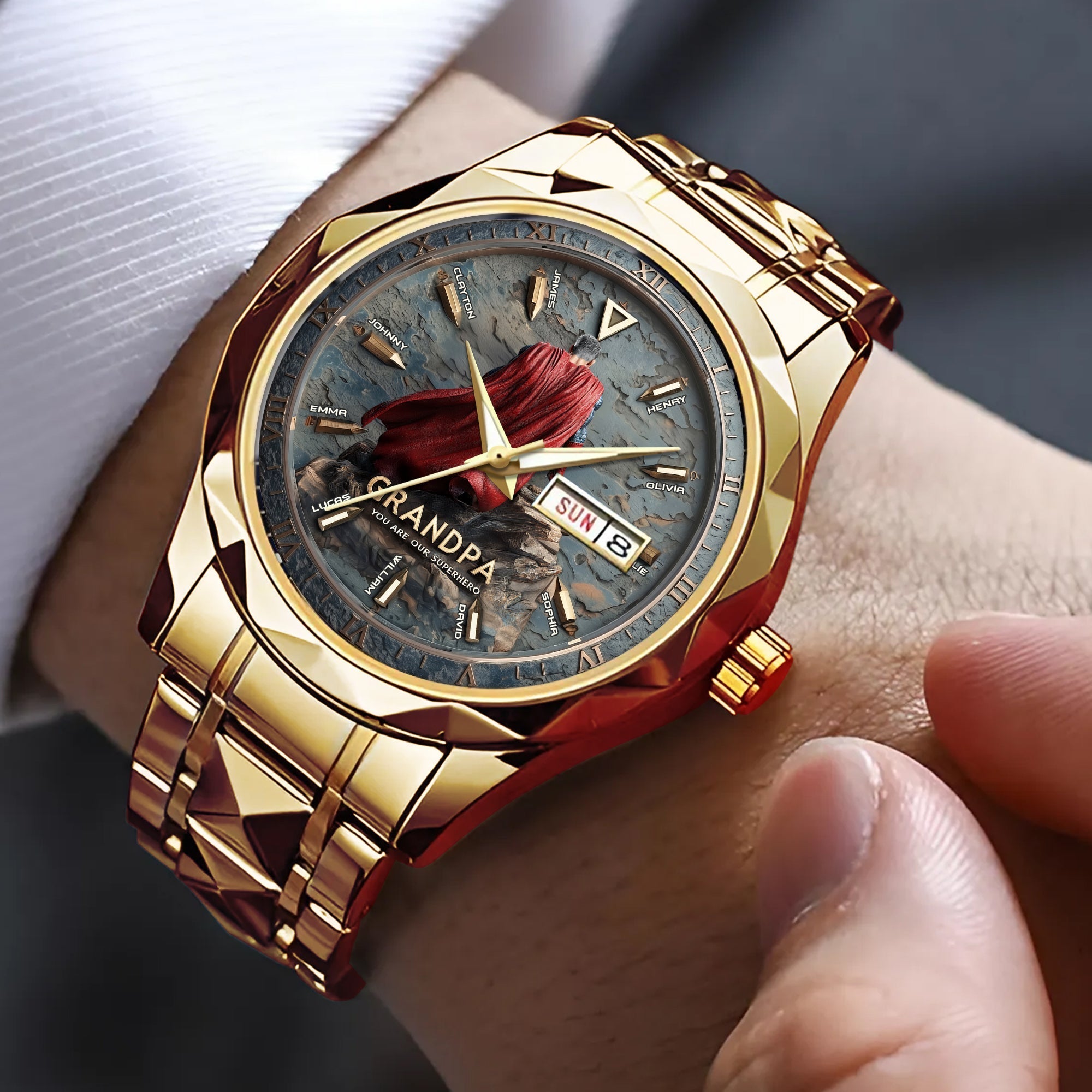 Personalized Men's Wrist Watch Custom Message Gift for Dad, Grandpa