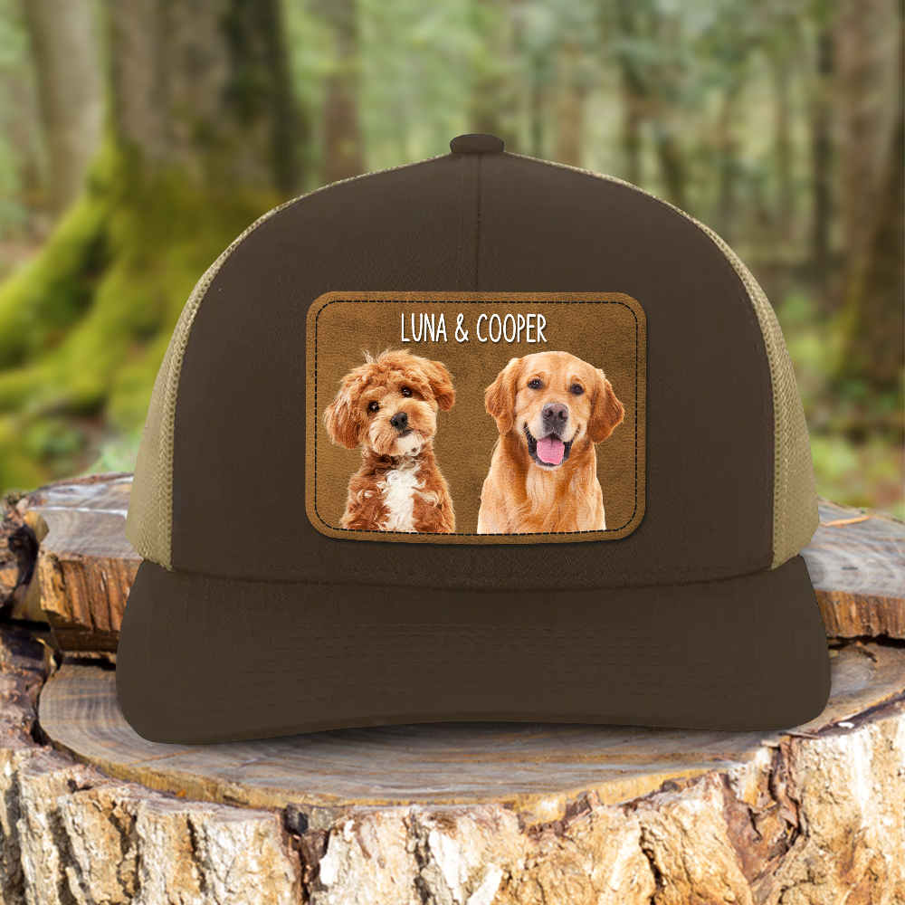 Personalized Dog Photo Leather Patch Hat Custom Gift for Dog Dad HN590 - Leather Patch Hat GradoCreations