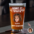 Personalized Photo Beer Glass Custom Message Gift for Dad HN590 - Print Beer Glass GradoCreations