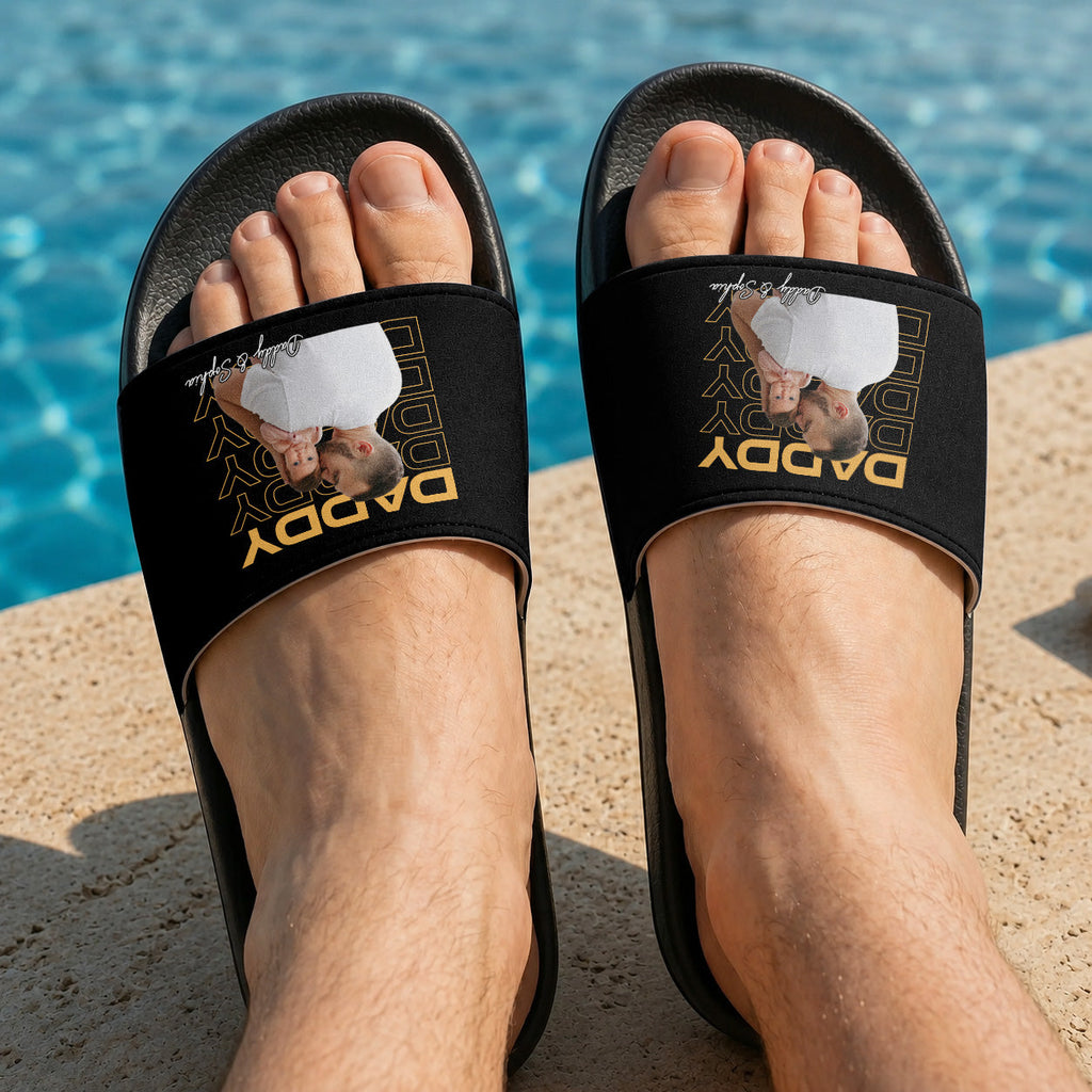 Personalized Slide Sandals Custom Photo Gift for Dad HN590 - Slide Sandals GradoCreations