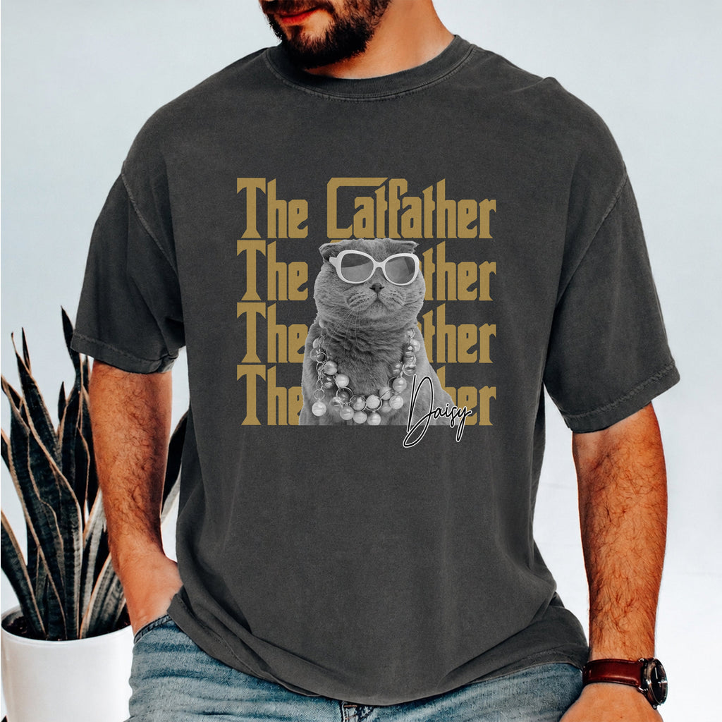 Personalized Catfather Comfort Shirt Custom Photo Gift for Cat Lovers Comfort Shirt GradoCreations