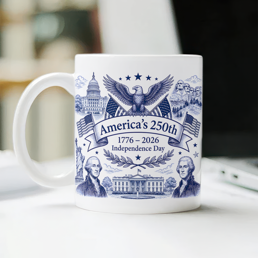 Personalized USA 250th Anniversary Mug Custom Name Gift for Dad HN590 - edge to edge mug GradoCreations