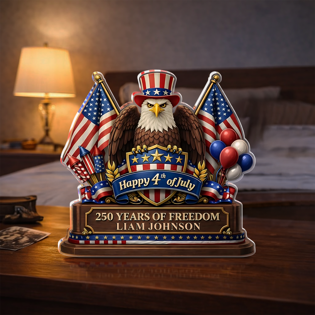 Personalized 250 Years of Freedom Acrylic Block Plaque for 4th of July Gift HN590 - Acrylic Block Plaque GradoCreations