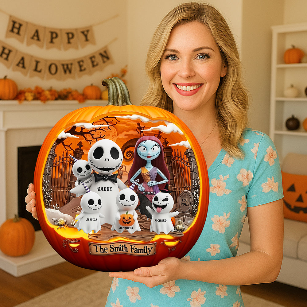 Personalized Spooky Family Pumpkin Wood Sign Halloween Decor Wood Sign GradoCreations
