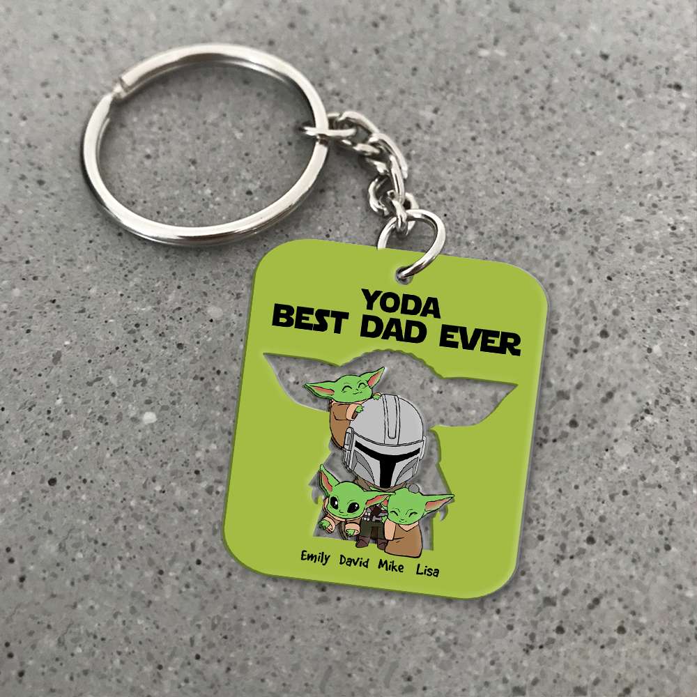 Personalized Yoda Best Dad Ever Acrylic Keychain Gift for Dad