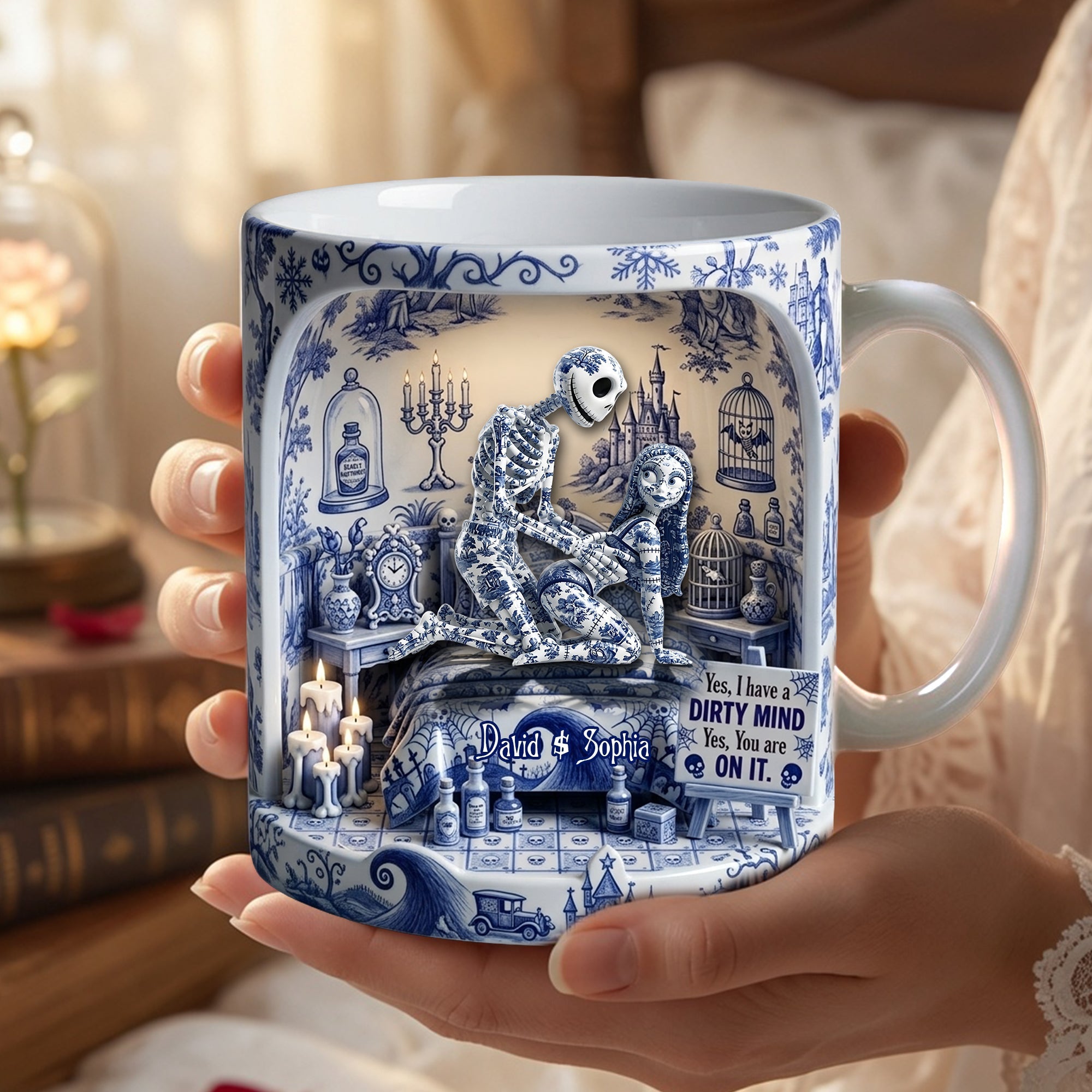 Personalized Spooky Romance Mug Gift for Couple - Halloween Decor