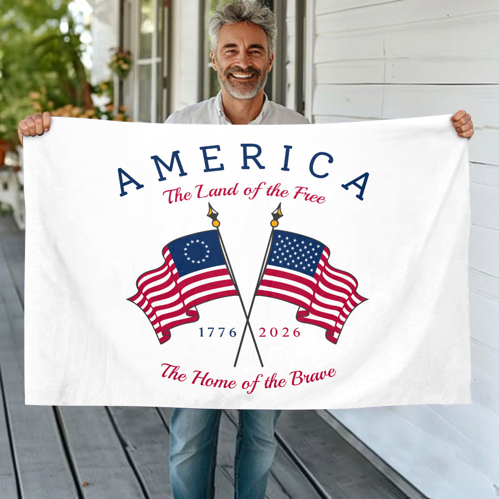 Personalized House Flag America The Land Of The Free Gift HN590 - Banner House Flag GradoCreations