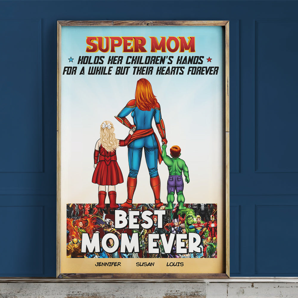 Personalized Super Mom Canvas Poster Gift for Mom - Unique Mother's Day Decor