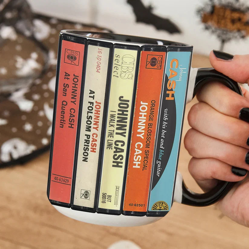 Johnny Cash Cassette Accent Mug Retro Ceramic Drinkware Gift GradoCreations