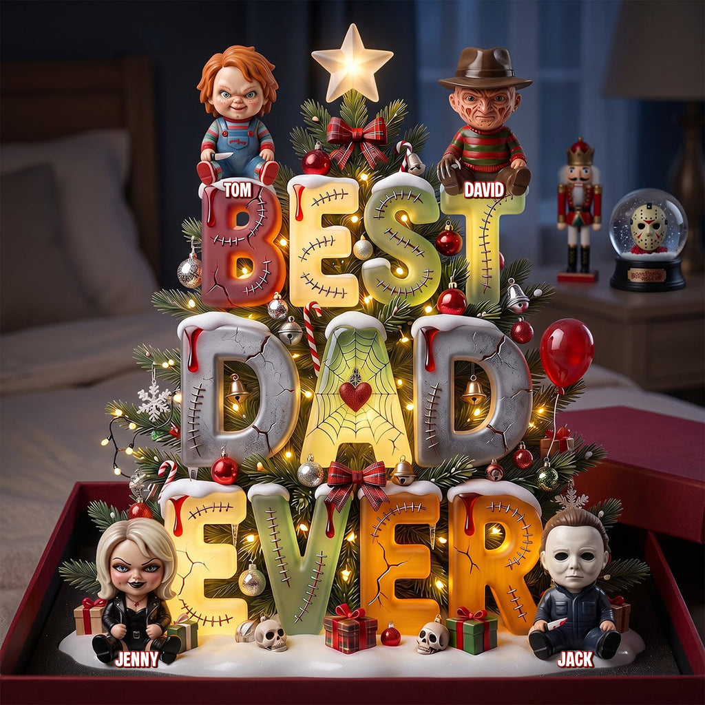 Personalized Spooky Christmas Acrylic Light Box for Family Names Holiday Decor Acrylic Light Box GradoCreations