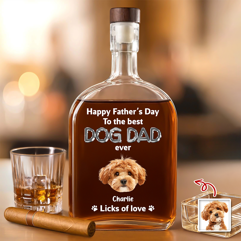 Personalized Photo Whiskey Bottle Custom Gift for Dog Dad HN590 - Whiskey Bottle GradoCreations