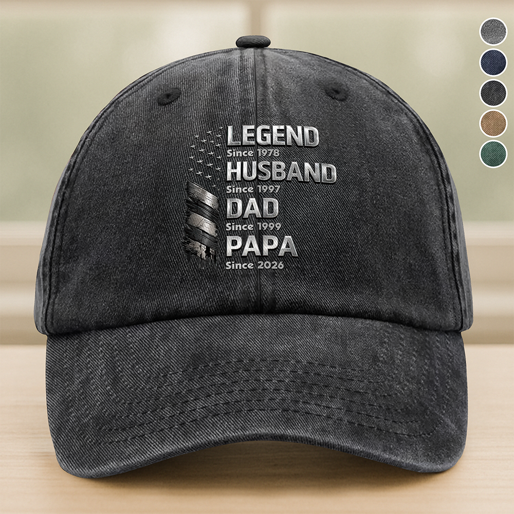 Personalized Washed Denim Baseball Cap Gift for Dad HN590 - Washed Denim Baseball Cap GradoCreations