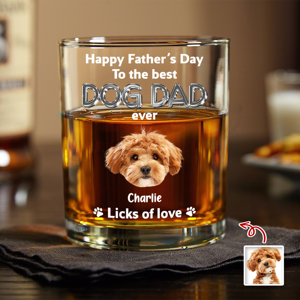 Personalized Rock Glass Custom Photo Gift for Dog Dad HN590 - Print Rock Glass GradoCreations
