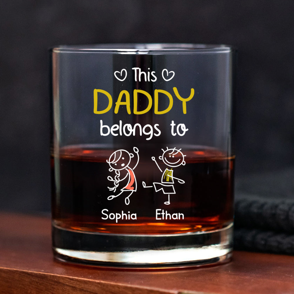Personalized Rock Glass Dad Belongs To Us Gift for Dad HN590 - Print Rock Glass GradoCreations