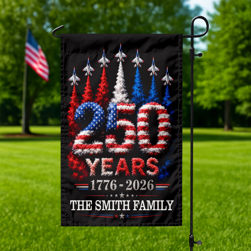 Personalized Patriotic Garden Flag Custom Family Name 250 Years HN590 - Garden Flag GradoCreations