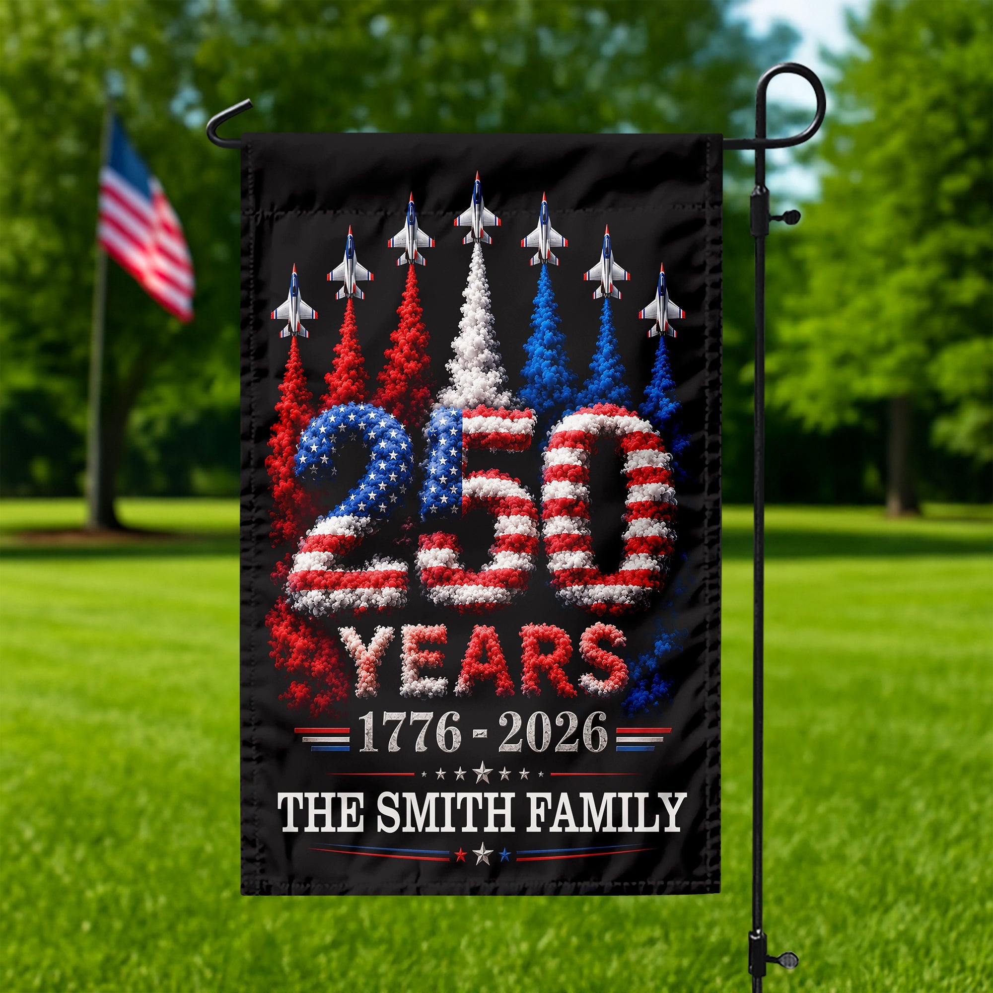 Personalized Patriotic Garden Flag Custom Family Name 250 Years HN590 - Garden Flag GradoCreations