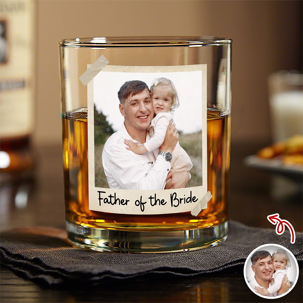 Personalized Father of the Bride Whiskey Glass Custom Gift for Wedding Day HN590 - Print Rock Glass GradoCreations