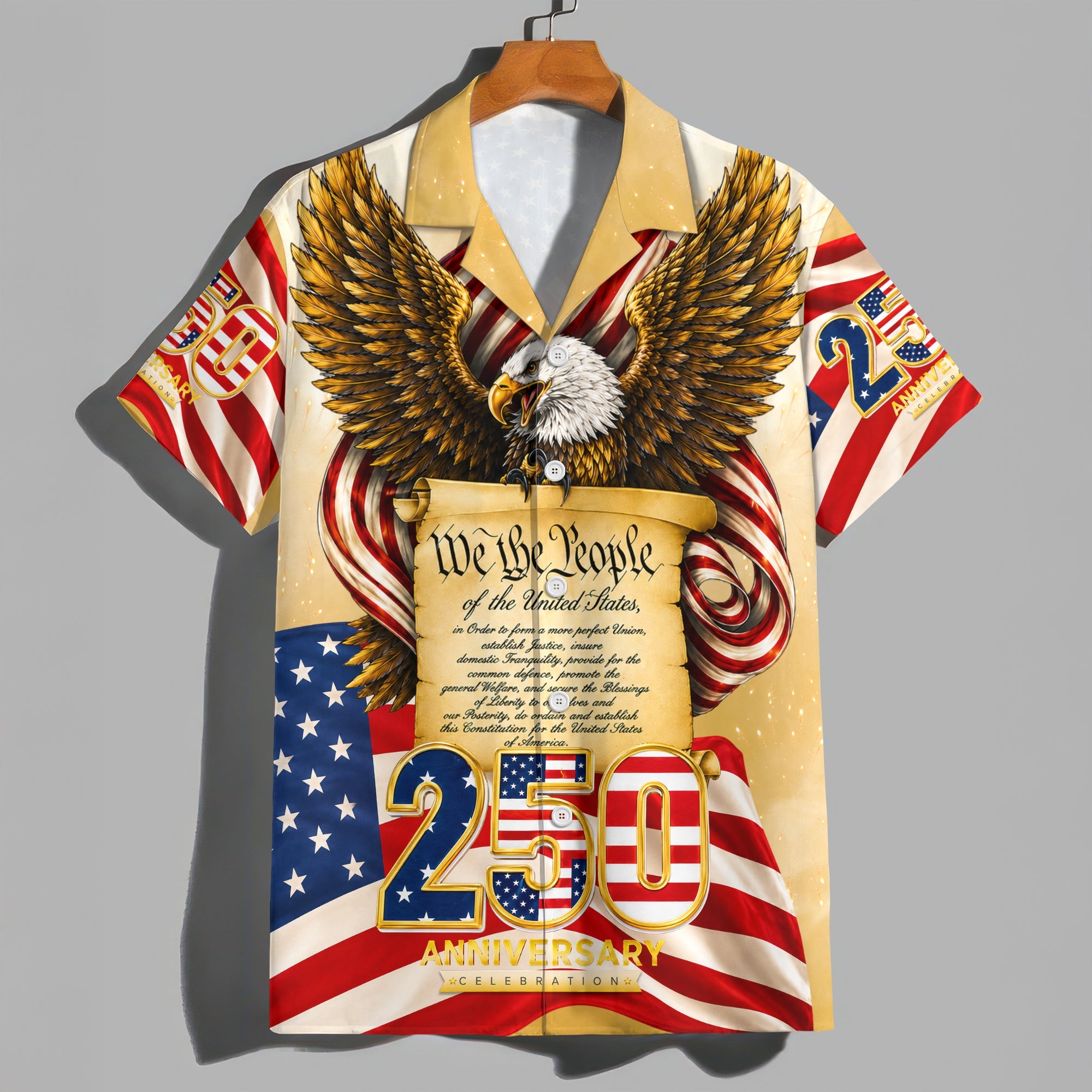 Personalized Patriotic Hawaii Shirt 250th Anniversary Gift for Dad HN590 - AOP Hawai Shirt GradoCreations