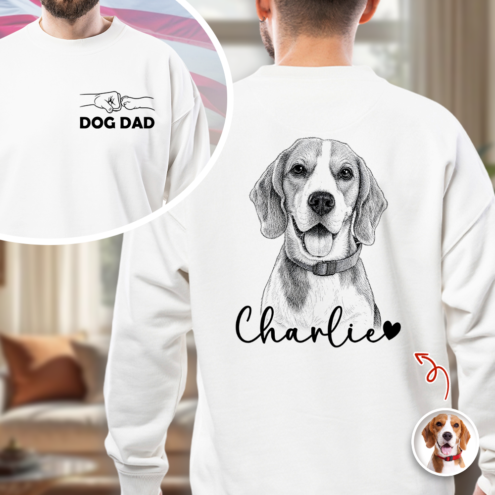 Personalized Dog Dad T-Shirt Custom Photo Gift for Dog Lovers HN590 - Tshirt Back & Front Fix GradoCreations