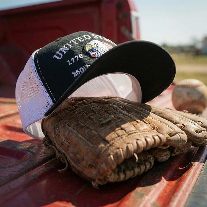 Personalized Patriotic Trucker Hat 250th Anniversary Gift HN590 - Embroidered Trucker Hat GradoCreations