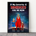 Personalized Superhero Canvas Poster for Mom with Kids' Names - Gift for Mother's Day
