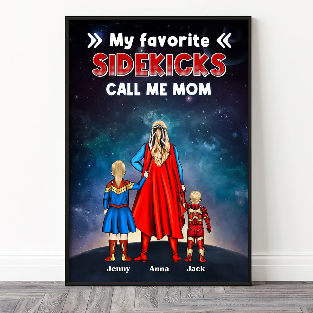 Personalized Superhero Canvas Poster for Mom with Kids' Names - Gift for Mother's Day