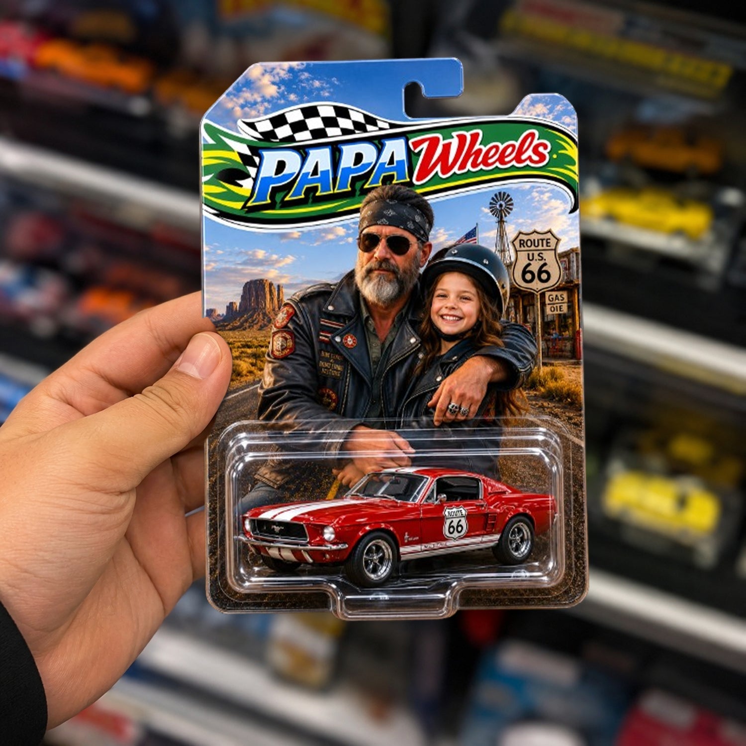 Personalized Photo Road Route 66 Diecast Car Gift for Dad HN590 - Hot Wheels GradoCreations